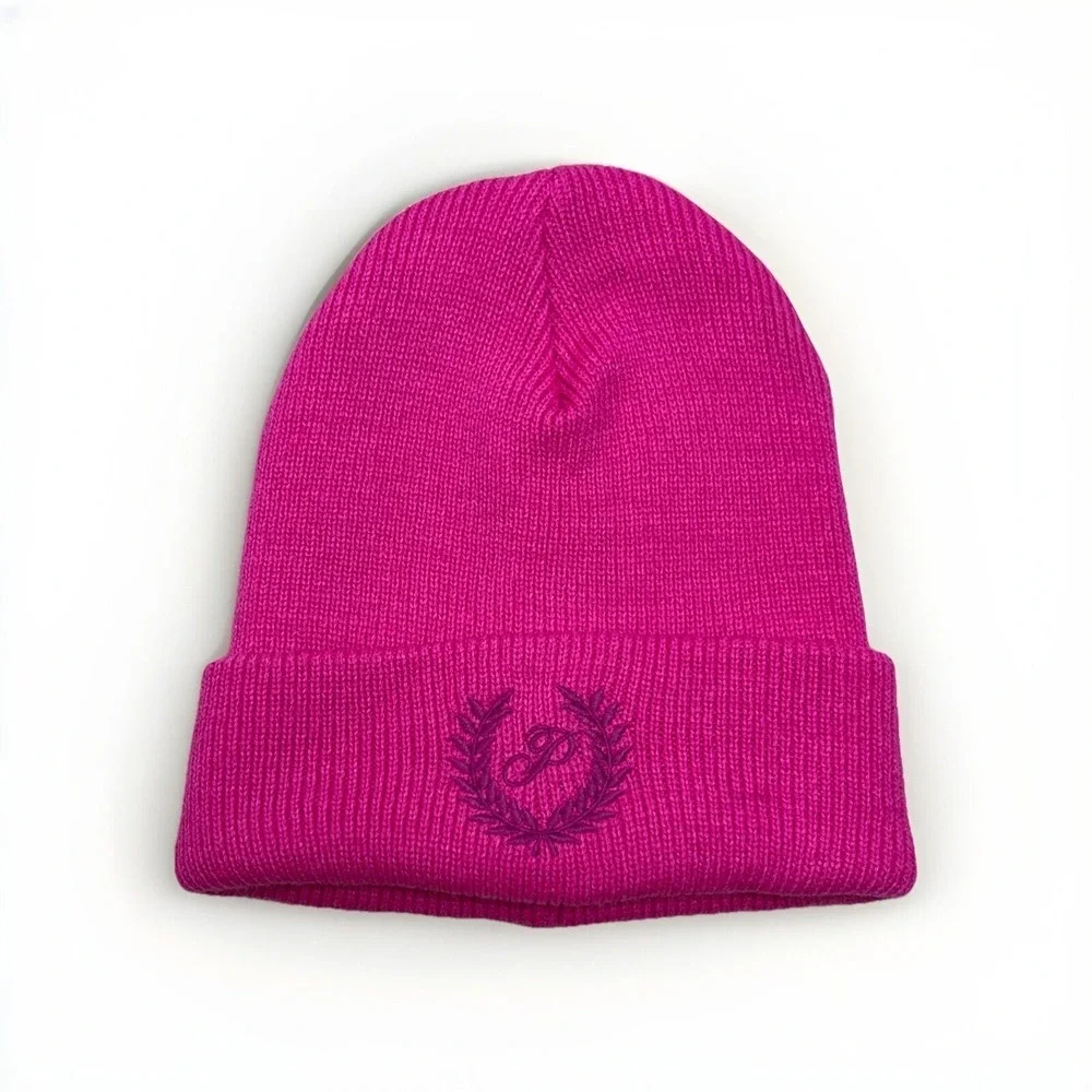 Victoria's‎ Secret PINK Beanie Hat Womens Hot Pink Embroidered Logo Knit Cap